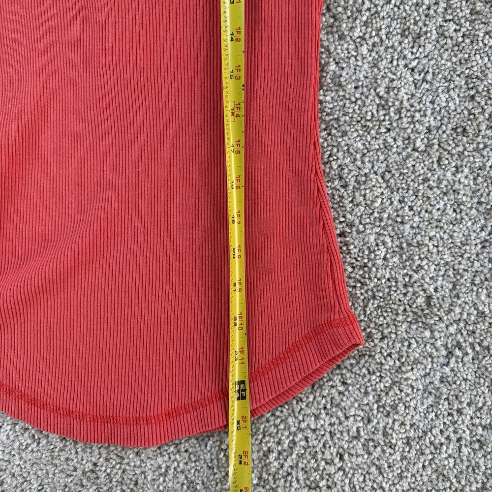 Aerie Shirt Womens Large Red Ribbed Henley Long Sleeve Stretch Knit Basic Top - Picture 6 of 8